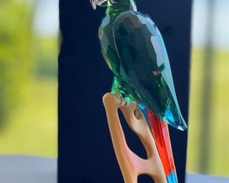 SWAROVSKI CRYSTAL MACAW CHROM GREEN LARGE PARROT IN BIRDS OF PARADISE