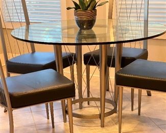 MODERN GLASS TABLE W/ 4 CHAIRS