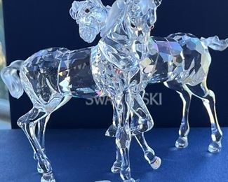 SWAROVSKI CRYSTAL FIGURINE FOALS TWO HORSES