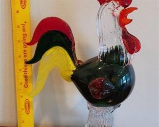 11" Glass Rooster