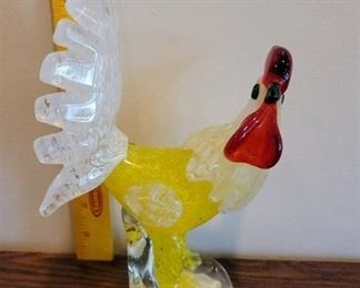 9" Glass Rooster