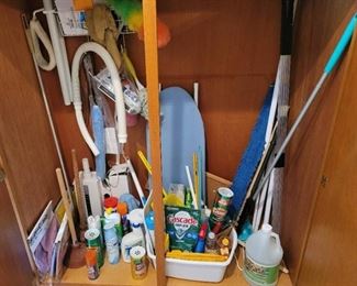 Contents of Closet- Cleaning Chemicals, Oreck Vacuum, and Assorted Home Goods