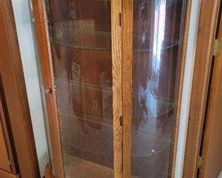 Solid Oak Curio Cabinet with Beveled Glass and a Light 35x15x60