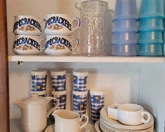 Corning Ware Dishes, Pitcher, and Tumblers - Tote Included