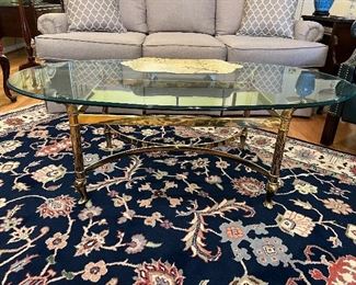 Brass & glass coffee table, LaBarge or in the style of LaBarge 
