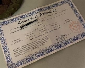 Thomas Clark Certificate of Authenticity  