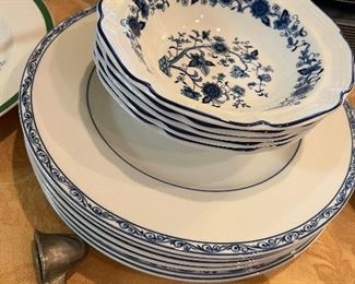 Ralph Lauren plates, blue & white bowls 