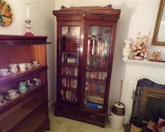 Vintage Oak baristers bookcase, oak bookcase, crock churn,