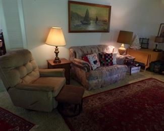 recliner loveseat, oriental rug