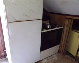 refrigerator and glasstop 30" range