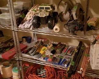 Electrical cords, funnels, small ladders