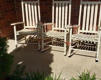 White ladder back porch rockers (3)