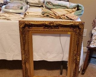 elegant gold frame, linens
