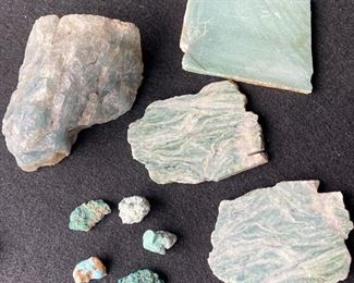 Presumed Turquoise And Turquoise Colored Mineral Assortment