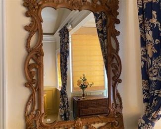 vintage wood frame mirror