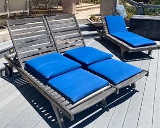 teak pool loungers double and single