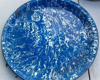 Blue and White Enamelware Platter