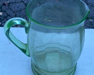 Green Depression Glass Pitcher