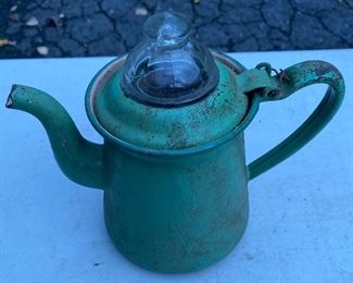Green Enamelware Coffee Pot