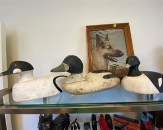 Trio of unsigned vintage wooden decoys.