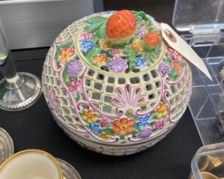 Detail of Herend porcelain potpourri.