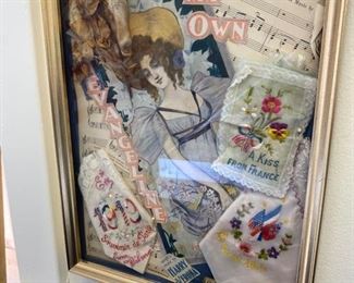 WWI souvenir framed memory box.