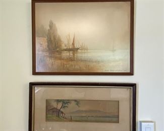 A third Joseph Anthony Atchison watercolor and an original unsigned painting of Mt. Fuji.