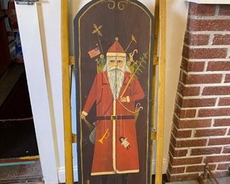 American folk artist, Arthur Glazier (1928-2015) hand-painted vintage sleigh in near mint condition.