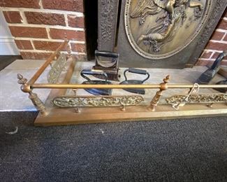 Bronze/copper fireplace fender.