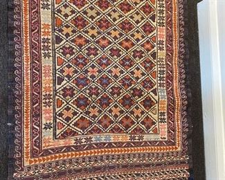Hand-knotted Persian wool scatter rug/prayer mat. Measures 5'3" x 3'3".