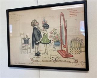 1925 hand drawn art on Cafe de Paris menu by Georges Redon.