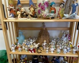 Vintage Goebel gnomes, Lladros, half dolls and Royal Doulton figurines.