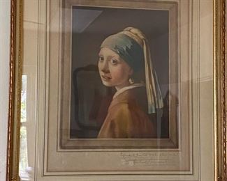 Vermeer's Girl with the Pearl Earring reproduction, signed by the artist.