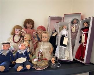 Vintage and contemporary dolls.