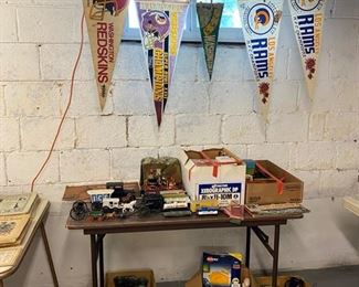 Boxes of vintage (mostly plastic) Ho-scale model train cars.