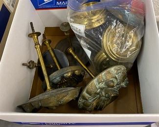 Antique brass curtain tie backs.