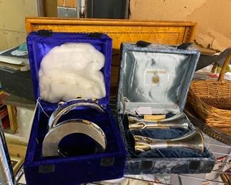 Menorah and candle holders.