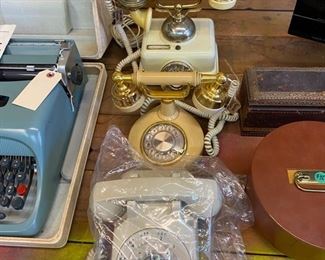 Vintage rotary telephones.
