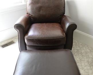 Bassett Leather Chair and Ottoman