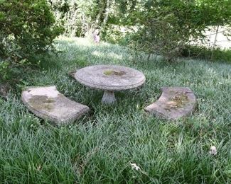 Concrete Garden Table and Benches