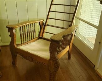 Antique Wood Recliner