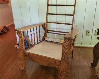 Antique Wood Recliner