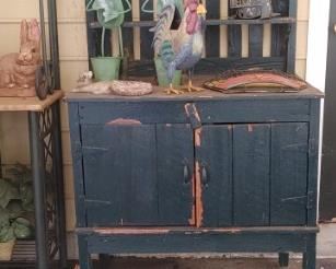  Antique Pine Country Hutch wash stand modified with /Fence backing hole in tip for bowl
