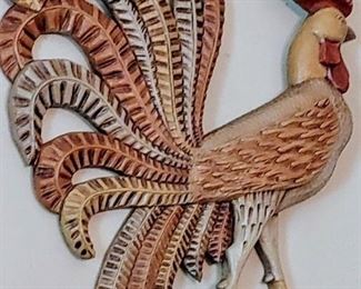 Very large & heavy Brirwood mcm rooster wall hanging