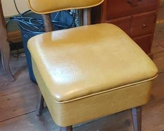Vintage MCM Gold sewing chair with storage