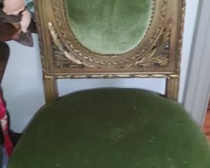 Pair of Green covered velvet  French chairs 