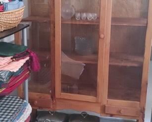 Pine & glass china cabinet