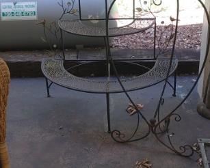 Wrought iron half round plant stand