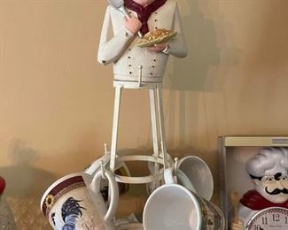 Metal chef coffee cups holder