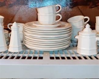 Large set of dishes 
Pattern: Heritage, 
White by Pfaltzgraff